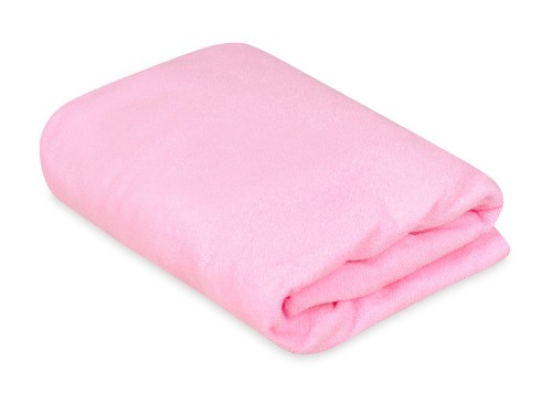 prześcieradło do sypialni z frotte z gumką w kolorze różowym rozmiar 60/90 cm