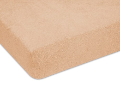 prześcieradło na łóżko z gumką frotte kolor jasnobeżowy 80/160 cm