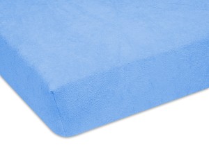 Prześcieradło z gumką 70x120 cm bardzo grube z frotte niebieskie