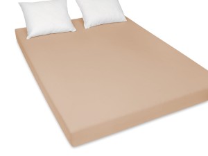 Prześcieradło jersey 160x200 cm grube z gumką beżowe