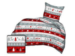 Pościel świąteczna 140x200 cm satyna bawełniana świąteczna w pasy
