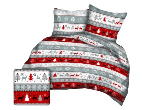 Pościel świąteczna 160x200 cm satyna bawełniana świąteczna w pasy