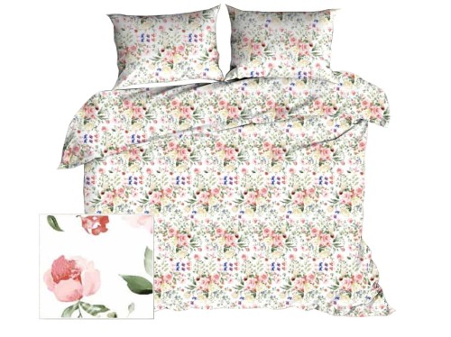 pościel 200/220 satynowa na prezent w różyczki