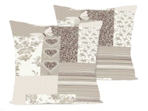 Poszewka na poduszkę 40x40 cm jaśka kora bawełniana beżowa patchwork z motylem
