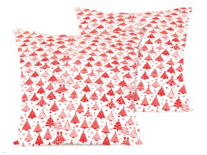 Poszewka świąteczna na poduszkę 40x40 cm jaśka satyna bawełniana biała w czerwone choinki