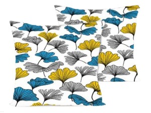 Poszewka na poduszkę 40x40 cm jaśka satyna bawełniana w miłorzęby na białym tle