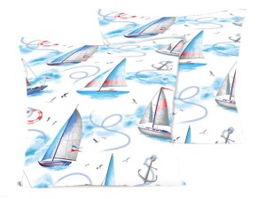 Poszewka na poduszkę 40x40 cm jaśka satyna bawełniana w statki