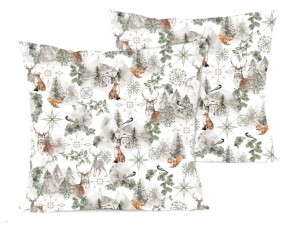 Poszewka świąteczna na poduszkę 40x40 cm jaśka satyna bawełniana zimowa zielono-szara