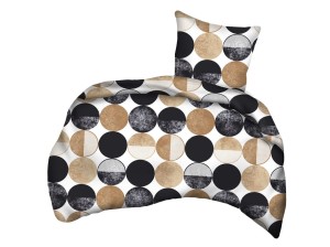 Pościel 140x200 cm satyna bawełniana w brązowe koła