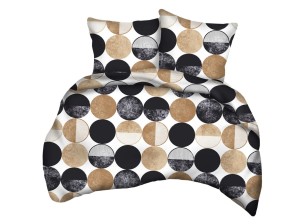 Pościel 160x200 cm satyna bawełniana w brązowe koła