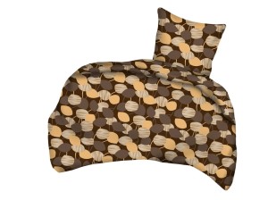 Pościel 140x200 cm satyna bawełniana w liście brązowe