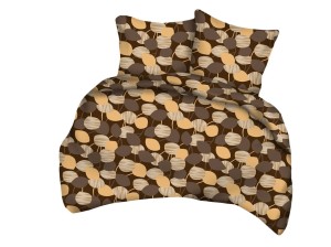 Pościel 160x200 cm satyna bawełniana w liście brązowe