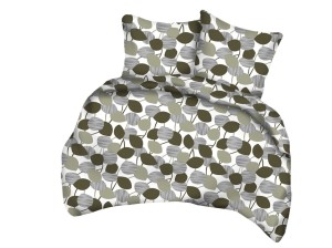 Pościel 160x200 cm satyna bawełniana w liście oliwkowe