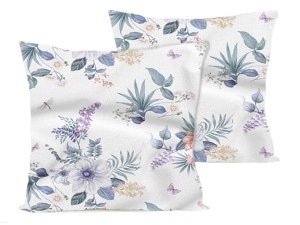 Poszewka na poduszkę 40x40 cm jaśka satyna bawełniana ważka z pomarańczowym kwiatkiem