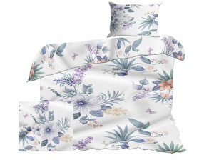 Pościel 140x200 cm satyna bawełniana ważka z pomarańczowym kwiatkiem