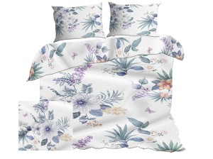 Pościel 160x200 cm satyna bawełniana ważka z pomarańczowym kwiatkiem