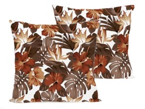 Poszewka na poduszkę 40x40 cm jaśka satyna bawełniana w brązowe kwiaty