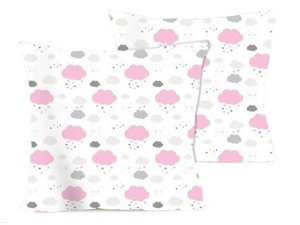 Poszewka na poduszkę 40x40 cm jaśka satyna bawełniana w różowe chmurki