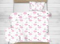 biało-różowa pościel bawełniana dla dziecka 140/200 cm