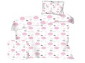 pościel dla dziecka w różowe chmurki na białym 140x200 cm