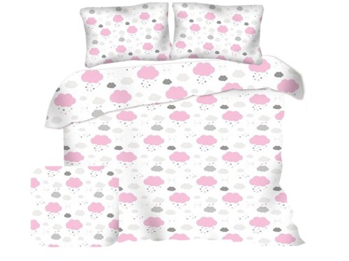 pościel dziecięca 160x200 cm w chmurki różowe
