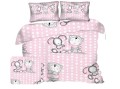 pościel bawełna rozmiar 160x200 cm różowa miś i zając