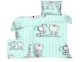pościel 100% bawełna zielona miś i zając rozmiar 140/200 cm