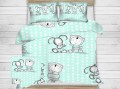pościel dla dziecka zielona miś i zając 160x200 cm