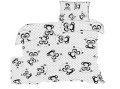 pościel 140/200 cm dziecięcy wzór panda oczy szare na białym