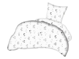 Pościel 140x200 cm satyna bawełniana w autka szare na białym