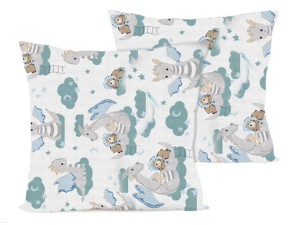 Poszewka na poduszkę 40x40 cm jaśka satyna bawełniana w smoki zielone