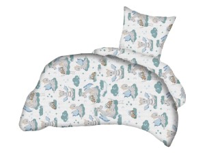 Pościel 140x200 cm satyna bawełniana w smoki zielone