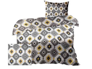 Pościel 140x200 cm satyna bawełniana szara etno