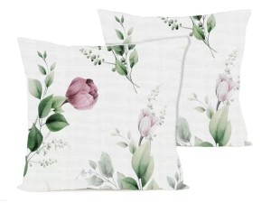 Poszewka na poduszkę 40x40 cm jaśka satyna bawełniana w pąki kwiatów