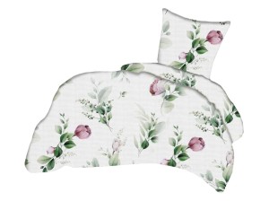 Pościel 140x200 cm satyna bawełniana w pąki kwiatów