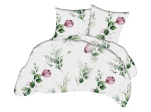 Pościel 160x200 cm satyna bawełniana w pąki kwiatów