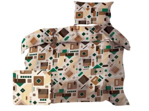 Pościel 140x200 cm satyna bawełniana w kwadraty exclusive beżowe