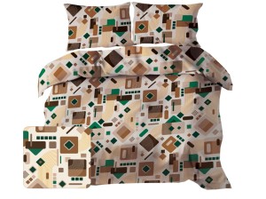 Pościel 160x200 cm satyna bawełniana w kwadraty exclusive beżowe