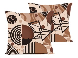 Poszewka na poduszkę 40x40 cm jaśka satyna bawełniana w koła i kreski brąz