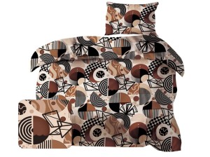 Pościel 140x200 cm satyna bawełniana w koła i kreski brąz
