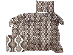 Pościel 140x200 cm satyna bawełniana w kalejdoskop brąz