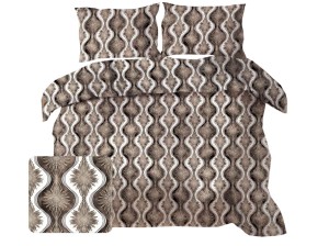 Pościel 160x200 cm satyna bawełniana w kalejdoskop brąz