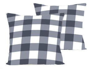 Poszewka na poduszkę 40x40 cm jaśka satyna bawełniana w kratę granatową