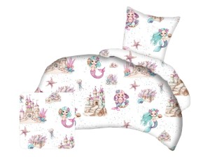 Pościel dziecięca 135x100 cm bawełniana w syrenki