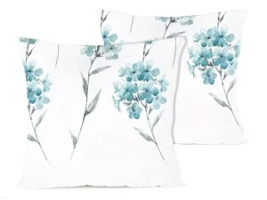 Poszewka na poduszkę 40x40 cm jaśka satyna bawełniana w miętowe kwiaty