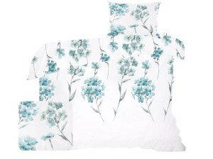 Pościel 140x200 cm satyna bawełniana w miętowe kwiaty
