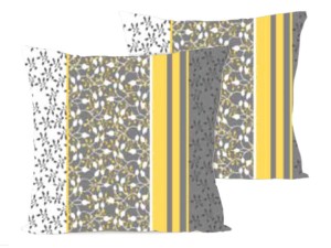 Poszewka na poduszkę 40x40 cm jaśka satyna bawełniana w gałązki na żółtym