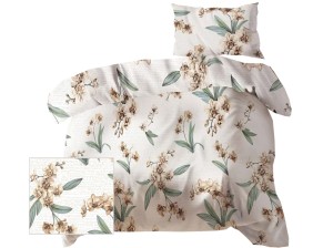 Pościel 140x200 cm satyna bawełniana storczyk z napisami