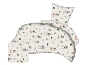 Pościel 140x200 cm satyna bawełniana w lisy i króliki