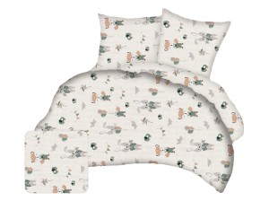 Pościel 160x200 cm satyna bawełniana w lisy i króliki
